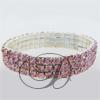 3 Row Stretch Rhinestone Bracelet Light Rose