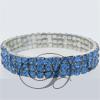 3 Row Stretch Rhinestone Bracelet Light Sapphire