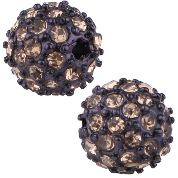 Jet Black Rhinestone Crystal AB Balls - 6 beads – Estatebeads