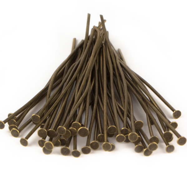 Eye Pins, 1 5/8 Inches, 22 Gauge, Brass Ox, 50 pc. pkg